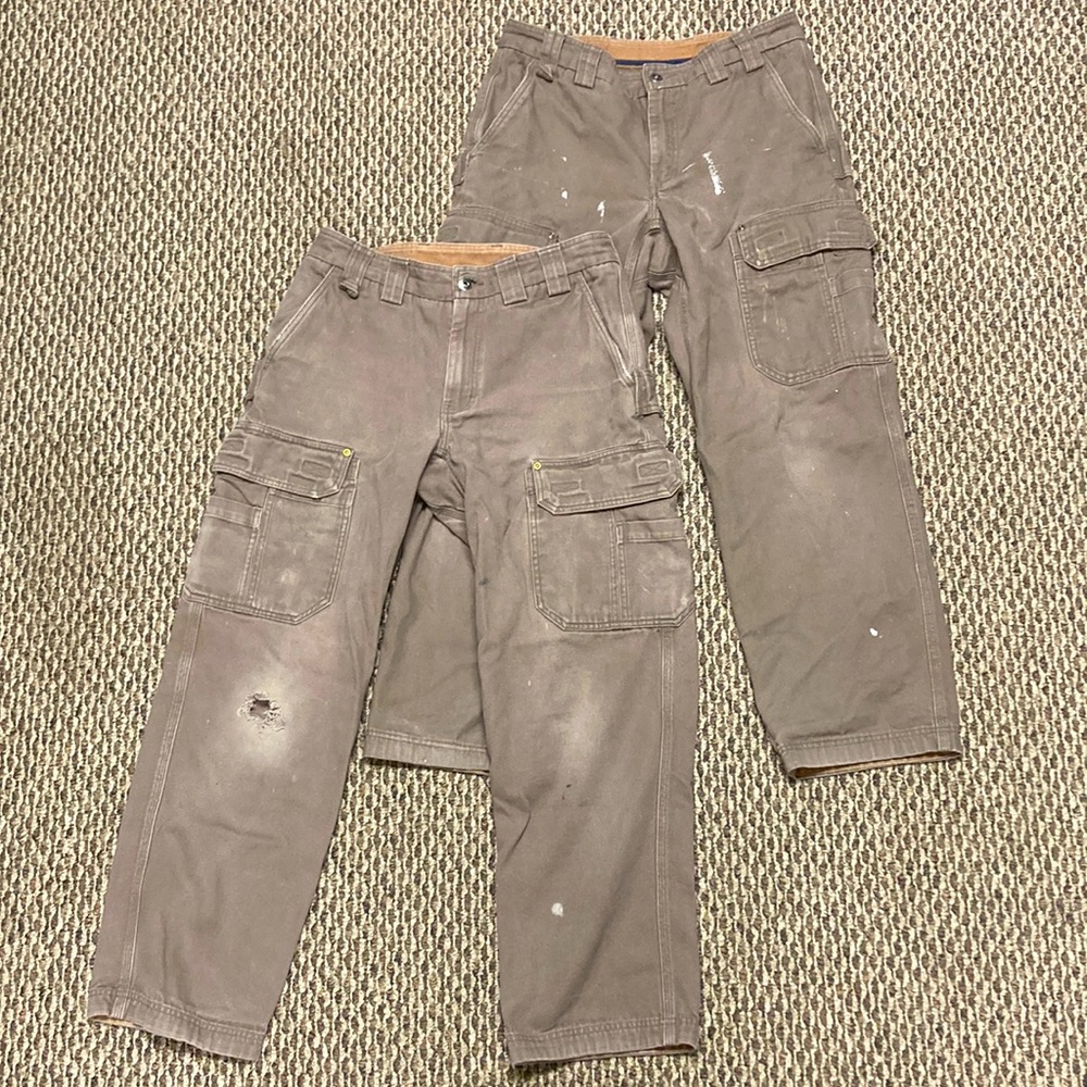 DULUTH Fire Hose Relaxed Fit Canvas Cargo Work Pants 33x32